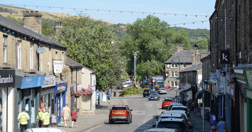 Bank Street Rawtenstall looking towards the Market August 2026