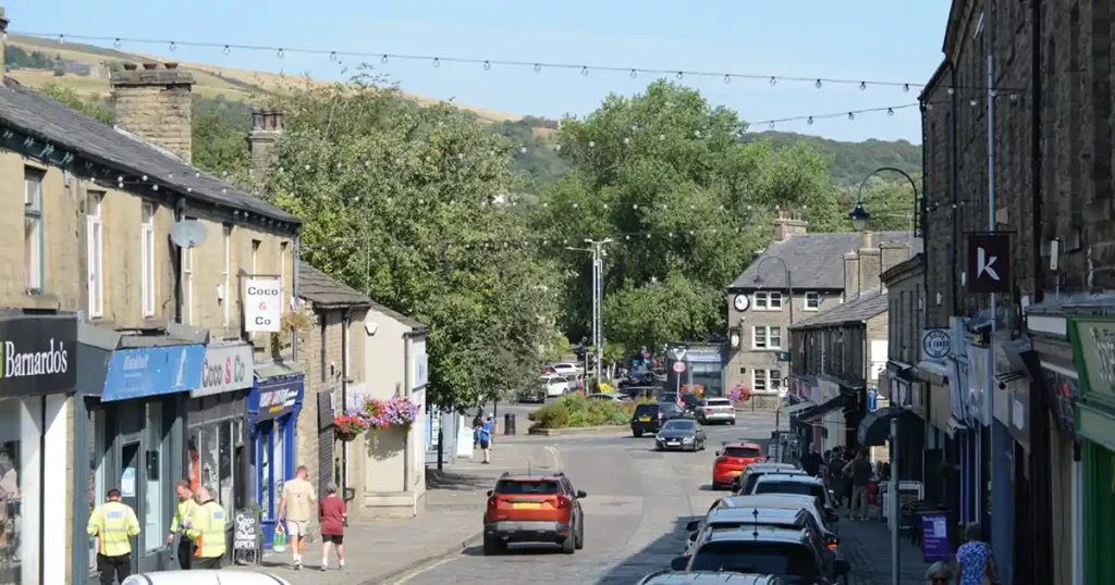 Raawtenstall Bank street in summer.